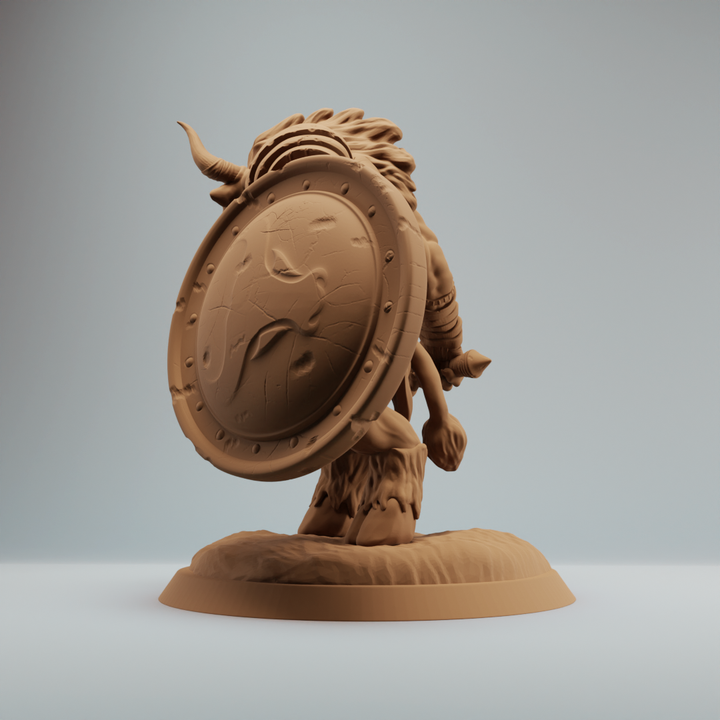 3D Printable Minotaur Gladiator, minotaur with sword and shield